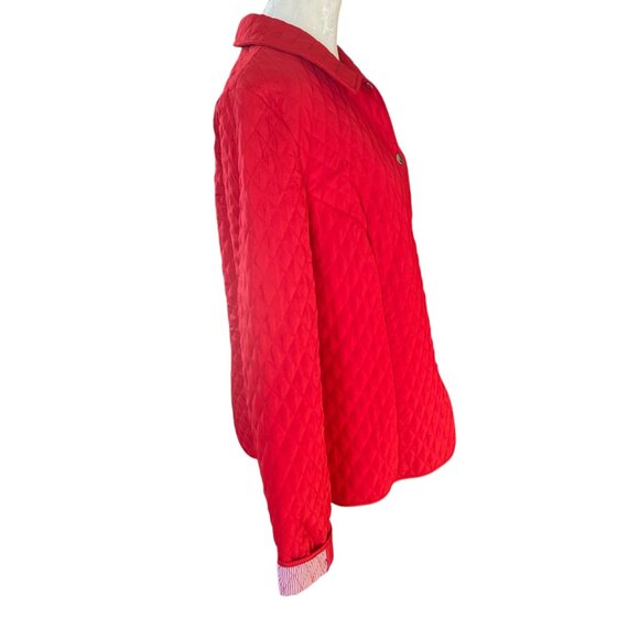 Briggs New York women's size 16 red snap front long sleeve collared quilt jacket - Picture 4 of 13